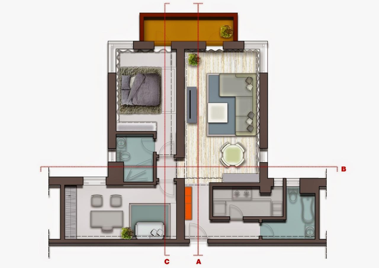 تصميم شقق صغيرة 100 متر - مخططات لشقة مساحة 100 متر صغيرة 12282 14