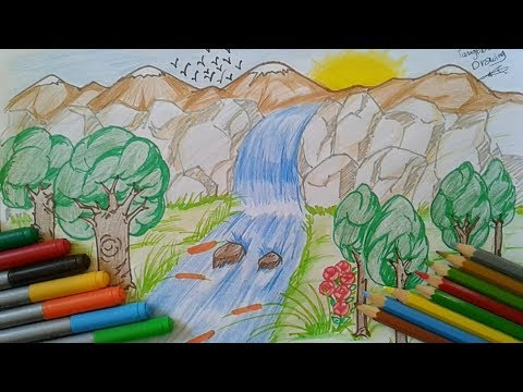 رسم منظر طبيعي سهل للاطفال - اطفالنا هم قرة اعيننا 5277 1